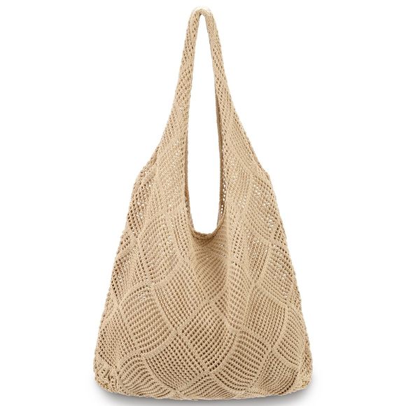 Crochet Bags - Summer Beach Tote, Aesthetic Hiie Knit Bag Lht ^_^ - Picture 1 of 6